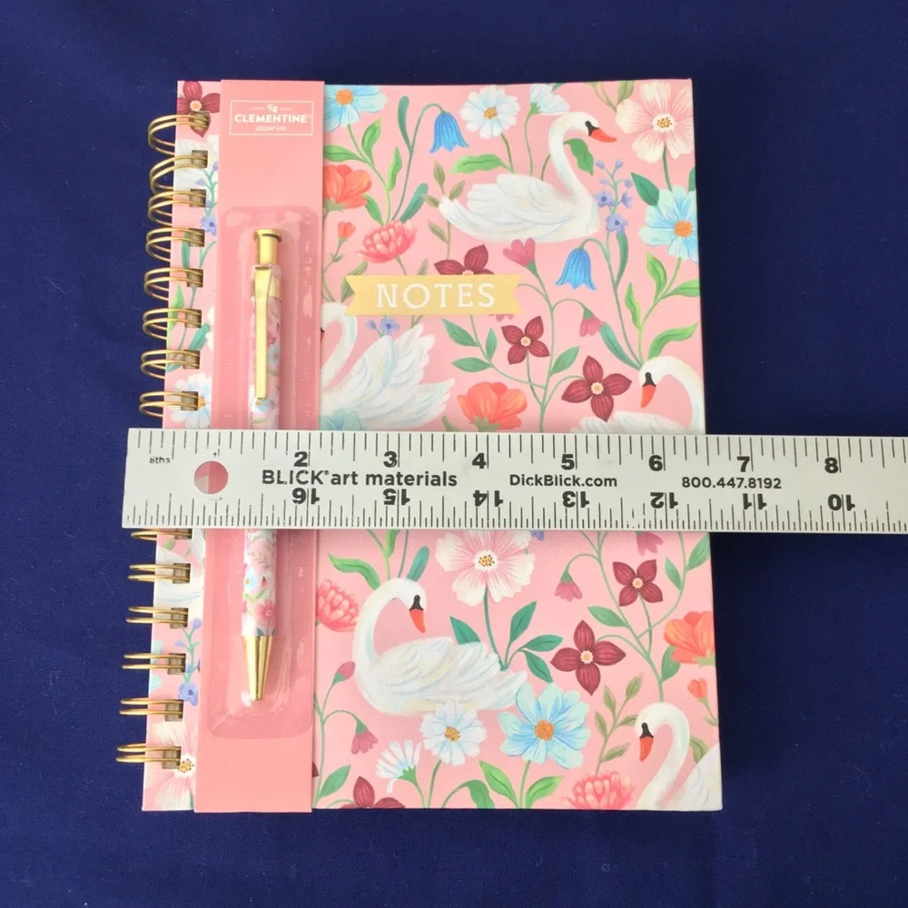 Clementine Spiral Notebook ~ Swan and Flowers